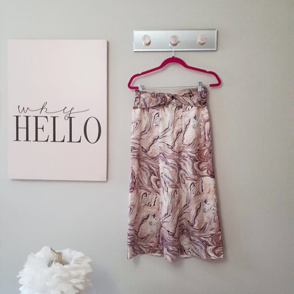 NWT Scotch & Soda satin-like abstract marble print A-line midi skirt, XS - Picture 9 of 10